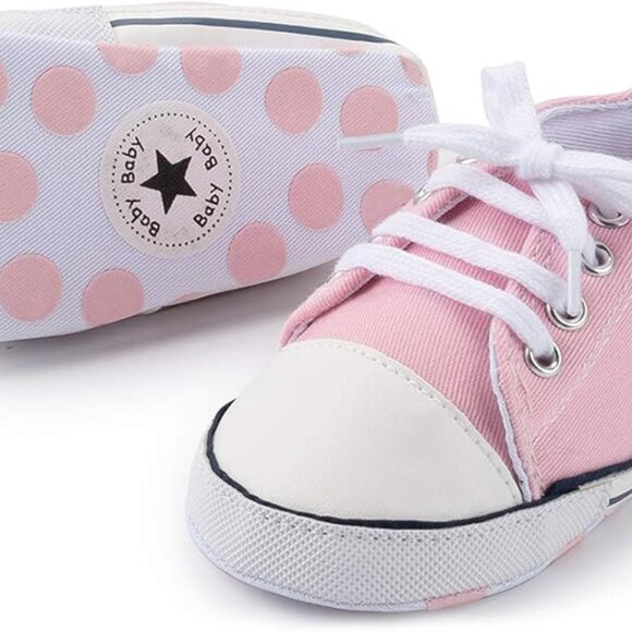 Baby Girls and Boys Canvas Sneakers Soft Sole High-Top Ankle Infant - Picture 15 of 15